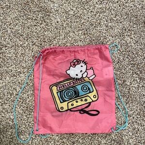[Hello Kitty] Pink Cassette Player Design Drawstring Bag